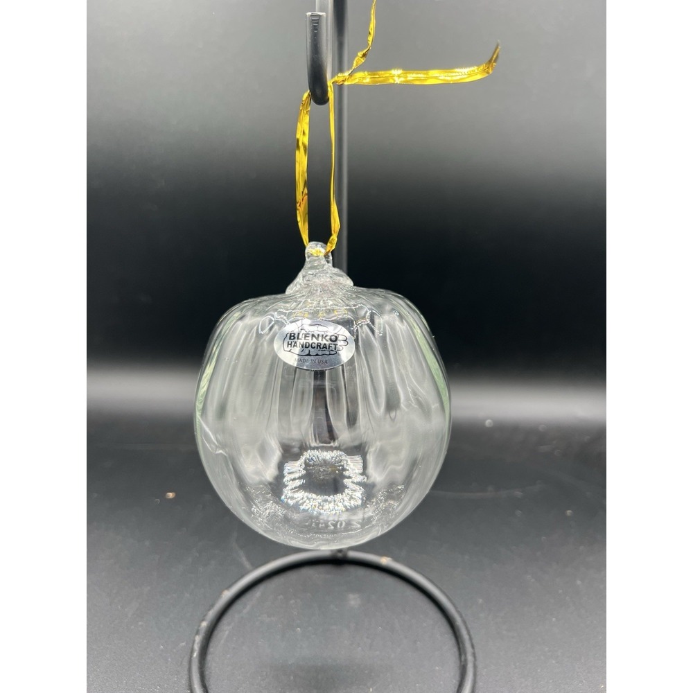 🎄‎ Blenko 2024 Christmas Tree Ornament – Clear Swirl – Brand New